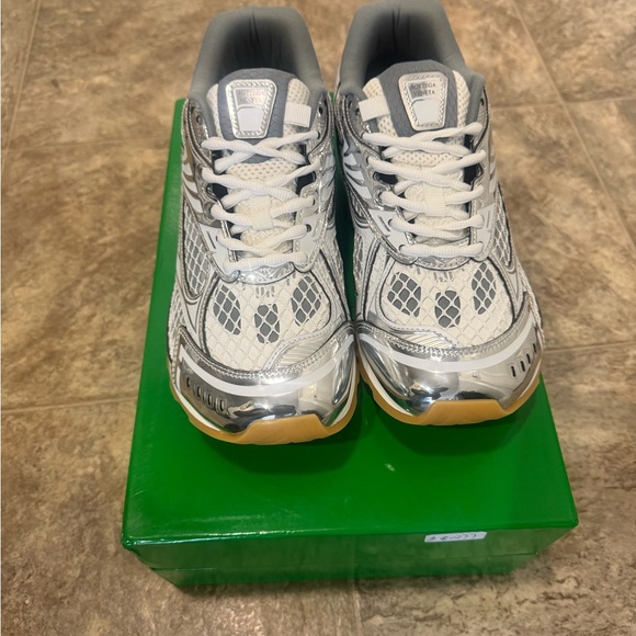 Bottega Veneta Shoes - Bottega Veneta Silver and White Athletic Shoes